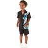 image:imageHawaii Hangover Family Matching Clothes Watercolor Orchid Black Turquoise  Family matching Hawaiian outfits Watercolor Orchid Black Turquoise quick dry stretch fabric machine washableBoy Short Sleeve Side