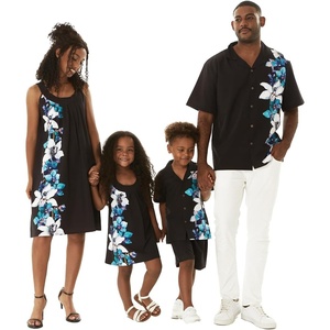 image:imageHawaii Hangover Family Matching Clothes Watercolor Orchid Black Turquoise  Family matching Hawaiian outfits Watercolor Orchid Black Turquoise quick dry stretch fabric machine washableBoy Short Sleeve Side