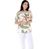 image:imageHawaii Hangover Family Matching Hawaiian Clothes Cream Rafelsia  Family matching Hawaiian outfits Cream Rafelsia lightweight rayon machine washable tropical floral print luaus cruisesWomen Offshoulder Ruffle Top
