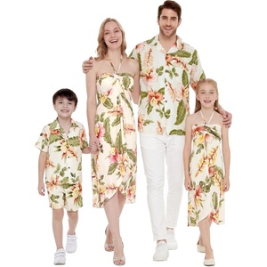 image:imageHawaii Hangover Family Matching Hawaiian Clothes Cream Rafelsia  Family matching Hawaiian outfits Cream Rafelsia lightweight rayon machine washable tropical floral print luaus cruisesGirl Halter