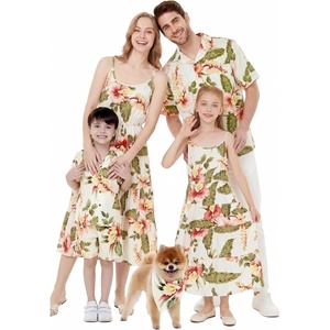 image:imageHawaii Hangover Family Matching Hawaiian Clothes Cream Rafelsia  Family matching Hawaiian outfits Cream Rafelsia lightweight rayon machine washable tropical floral print luaus cruisesGirl Maxi Tiered