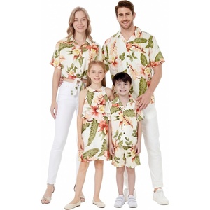 image:imageHawaii Hangover Family Matching Hawaiian Clothes Cream Rafelsia  Family matching Hawaiian outfits Cream Rafelsia lightweight rayon machine washable tropical floral print luaus cruisesWomen Tie Front Shirt