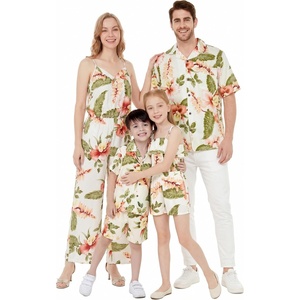 image:imageHawaii Hangover Family Matching Hawaiian Clothes Cream Rafelsia  Family matching Hawaiian outfits Cream Rafelsia lightweight rayon machine washable tropical floral print luaus cruisesGirl Romper