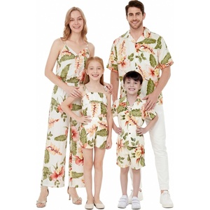 image:imageHawaii Hangover Family Matching Hawaiian Clothes Cream Rafelsia  Family matching Hawaiian outfits Cream Rafelsia lightweight rayon machine washable tropical floral print luaus cruisesWomen V Neck Jumpsuit