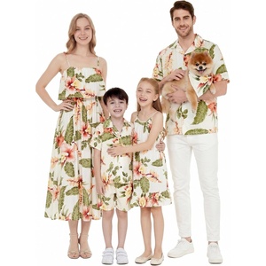 image:imageHawaii Hangover Family Matching Hawaiian Clothes Cream Rafelsia  Family matching Hawaiian outfits Cream Rafelsia lightweight rayon machine washable tropical floral print luaus cruisesWomen Maxi Ruffle