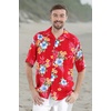 image:imageMatchable Couple Hawaiian Shirt or Wrap Dress Signature Prints HibiscusMen Hibiscus Red