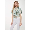 image:imageWispy Cereus Light Blue Family Matching Hawaiian ClothesWomen Tie Front Shirt