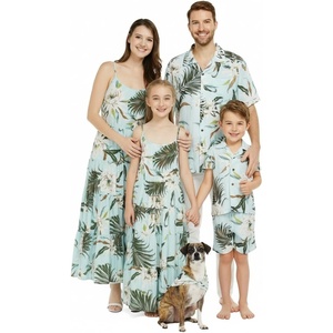 image:imageWispy Cereus Light Blue Family Matching Hawaiian ClothesWomen Short Maxi Ruffle